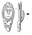a 9th century AD copper alloy strap end from Hainford. It depicts a zoomorphic terminal and a roughly incised human face in the frame above  © Norfolk Museums & Archaeology Service and S. White