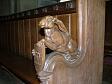 A hare-ended choir stall in the Hare Chapel, Holy Trinity Church, Stow Bardolph. Photograph from www.norfolkchurches.co.uk  © S. Knott