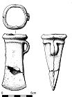 Drawing of two joining Late Bronze Age socketed axe fragments.  © S. White and the Norfolk Museums and Archaeology Service
