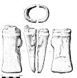 Drawing of two halves of a Late Bronze Age socketed axe mould.  © S. White and the Norfolk Museums and Archaeology Service