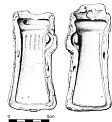 Drawing of two halves of a Late Bronze Age socketed axe mould.  © S. White and the Norfolk Museums and Archaeology Service