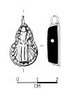Drawing of a post-medieval jet pendant from NHER 37420  © Norfolk County Council