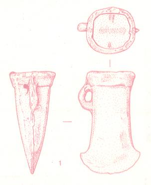 Drawing of a Bronze Age axehead from a hoard at Costessey.