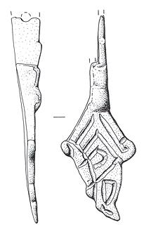 Drawing of part of a Late Saxon strap end from Hedenham.