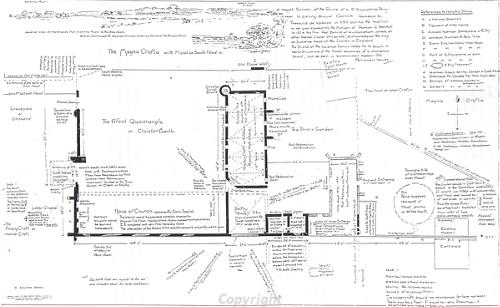 A plan of Hickling Priory drawn in 1922. The priory was founded in 1185 and dissolved in 1536. 