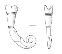 Drawing of an Early Saxon terminal from a drinking horn from Ormesby St Margaret with Scratby.