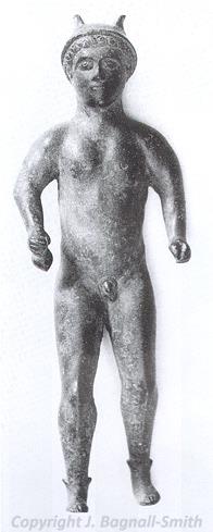 Photograph of a Roman figure of the god Mercury found at the Walsingham Roman temple site.