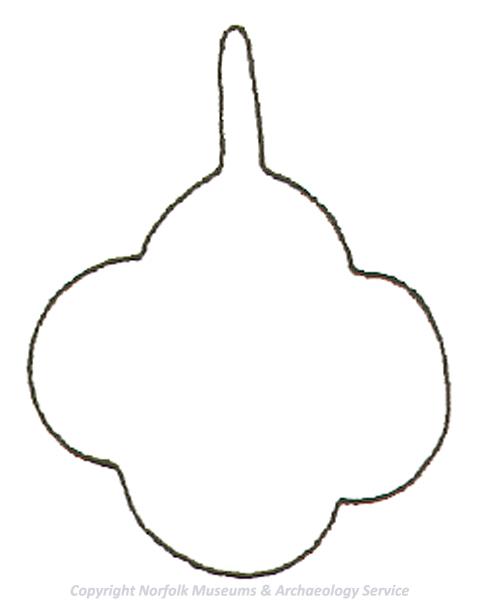 Drawing of the template used to make a quatrefoil medieval horse harness pendant.