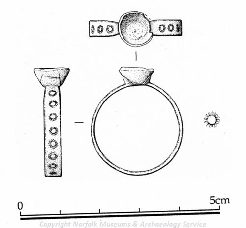 Drawing of an Early Saxon ring found in West Rudham.