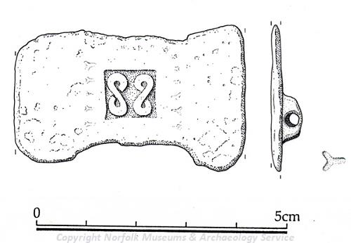 Drawing of an Early Saxon square headed brooch from Emneth.
