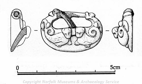Drawing of a medieval buckle from Ringstead.