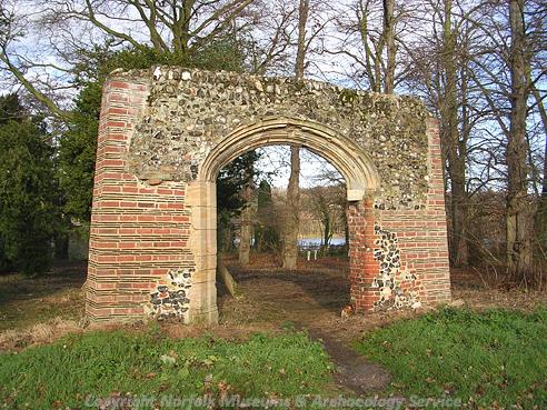 Photograph of the ruins of Trowse Newton Hall.