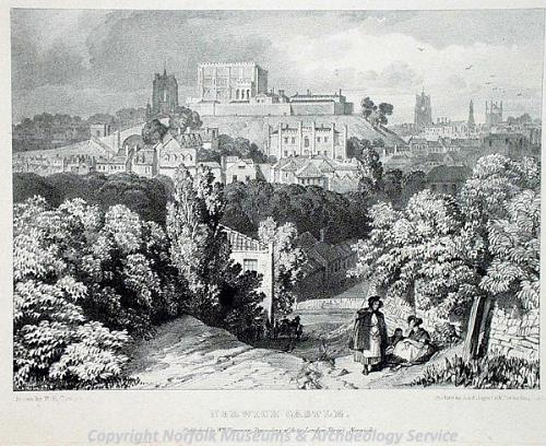 Photograph of 'Norwich Castle', a print by Miles Edmund Cotman.
