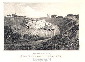 Photograph of an engraving of New Buckenham Castle.