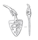Drawing of a medieval horse harness pendant found at Waxham.