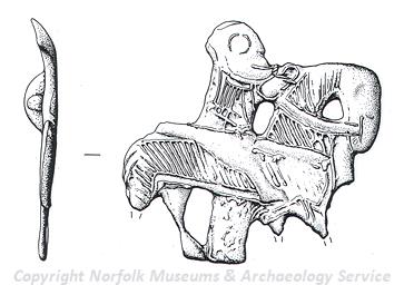 Drawing of a Viking horse and rider brooch from Fulmodeston.