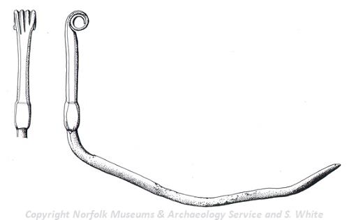 Drawing of a Viking ring-headed pin from Congham.