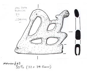 Drawing of a Viking horse and rider brooch from Postwick.