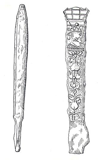 Drawing of a post medieval knife handle from Topcroft.