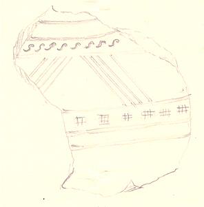 Drawing of a piece of Early Saxon pottery from Watton.