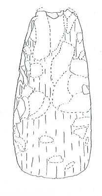Polished Neolithic flint axehead.