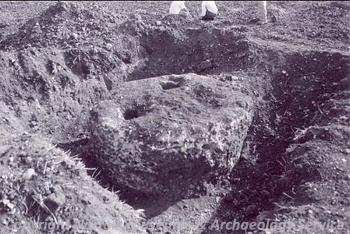 View of medieval or post medieval well exposed by ploughed and partially excavated by farmer.