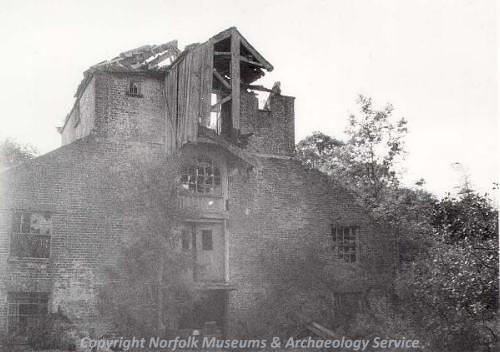 View of the derelict watermill in 1982.