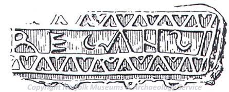 Illustration of a Roman mortaria stamp.