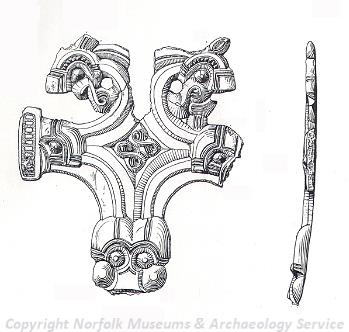Illustration of Early Saxon brooch, found in two fragments.