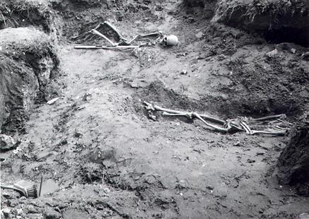 The excavation of a Roman inhumation cemetery in the 1960s.